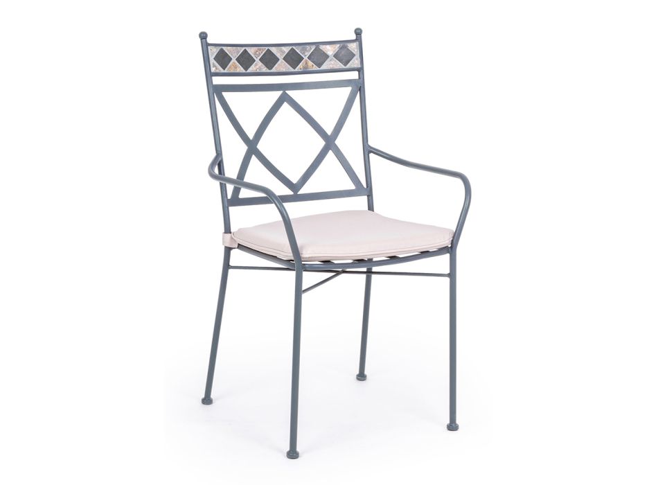Chaise de jardin empilable en acier avec ou sans accoudoirs - Letizia Viadurini