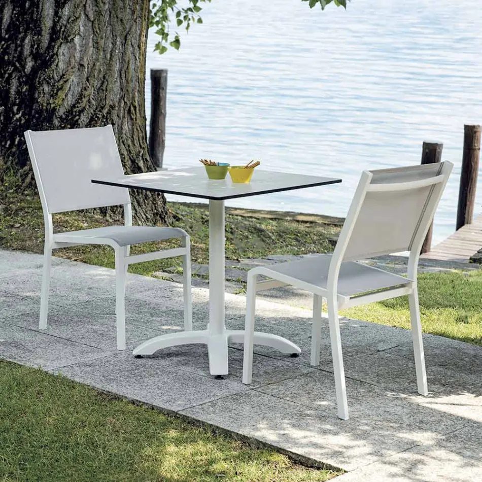 Chaise de jardin empilable en aluminium et textilène blanc ou gris - Floraforma Viadurini