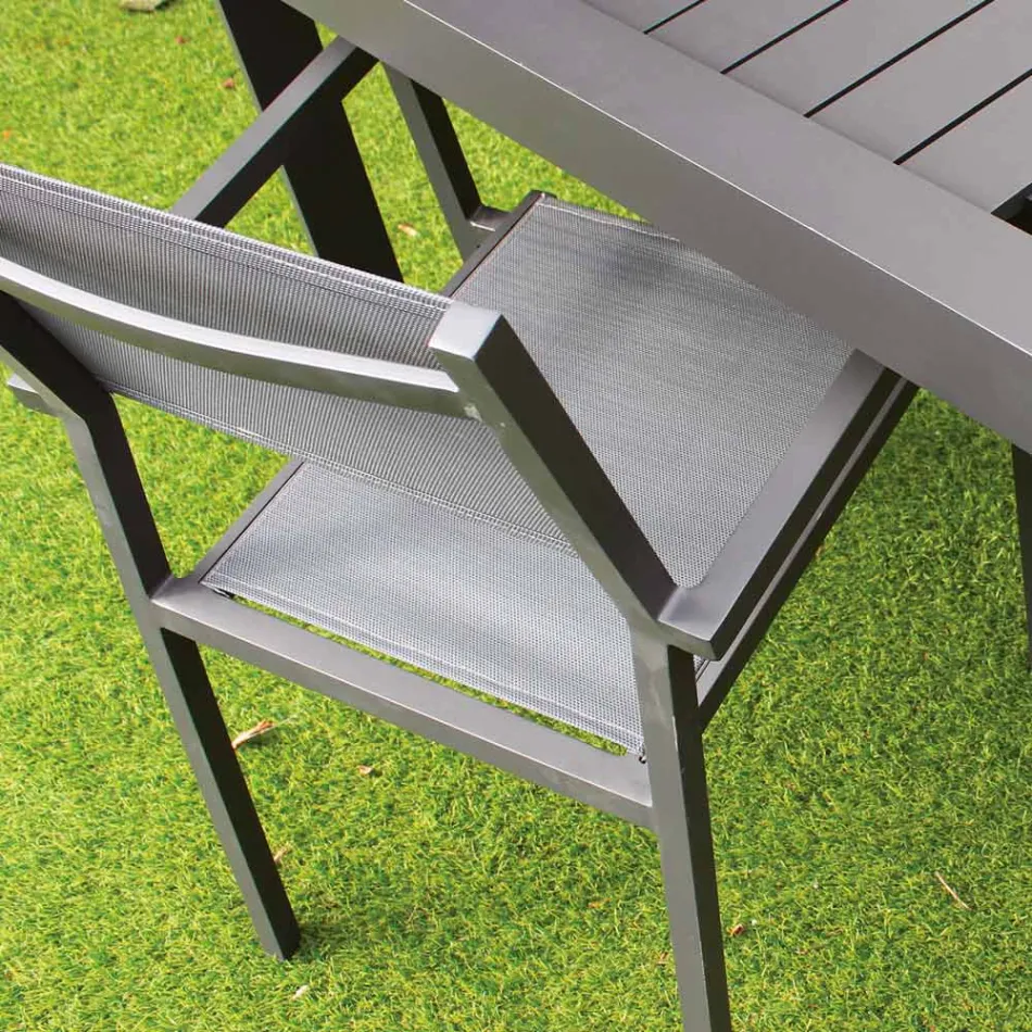 Chaise de jardin empilable en aluminium et textilène - Ninfea Viadurini