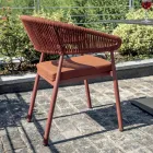Chaise empilable en aluminium avec coussin en corde et dossier - Frescultura Viadurini