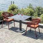 Chaise empilable en aluminium avec coussin en corde et dossier - Frescultura Viadurini