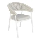 Chaise empilable en aluminium avec coussin en corde et dossier - Frescultura Viadurini