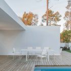 Chaise empilable en aluminium et textilène pour le jardin, design moderne - Franz Viadurini