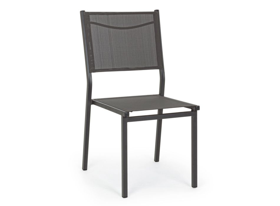 Chaise empilable en aluminium et textilène pour le jardin, design moderne - Franz Viadurini