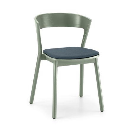 Chaise empilable en frêne avec assise en tissu fabriquée en Italie, 2 pièces - Oslo Viadurini