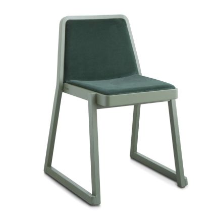 Chaise empilable en bois avec assise en velours fabriquée en Italie, 2 pièces - Leipzig Viadurini