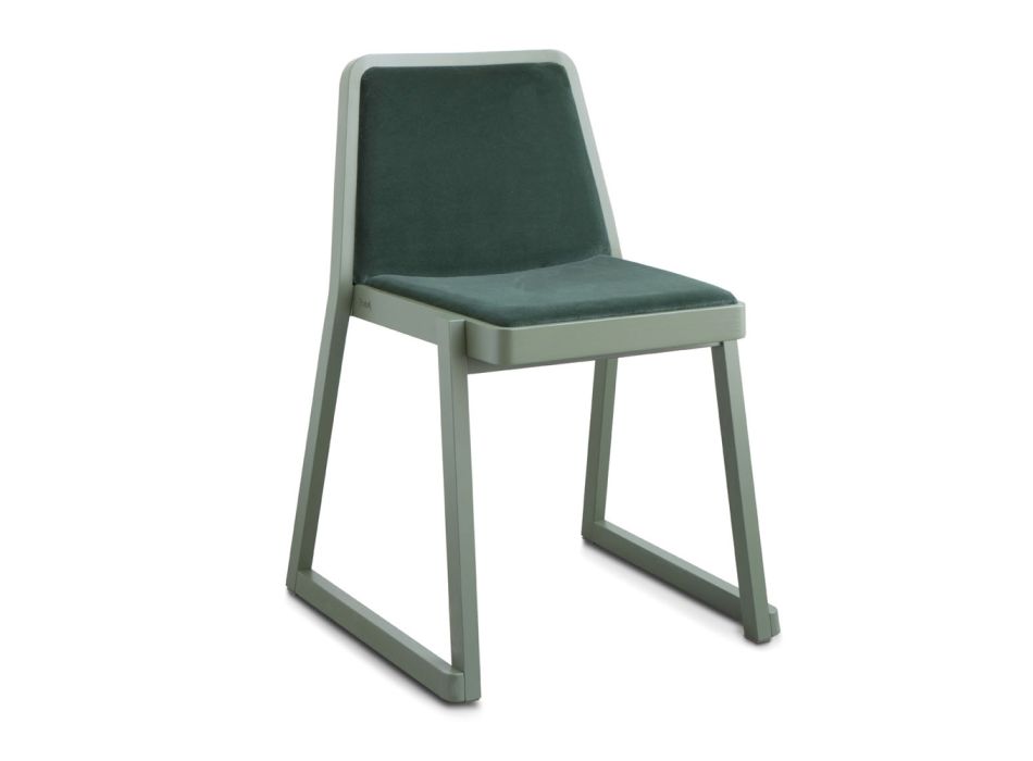 Chaise empilable en bois avec assise en velours Made in Italy, 2 pièces - Leipzig Viadurini