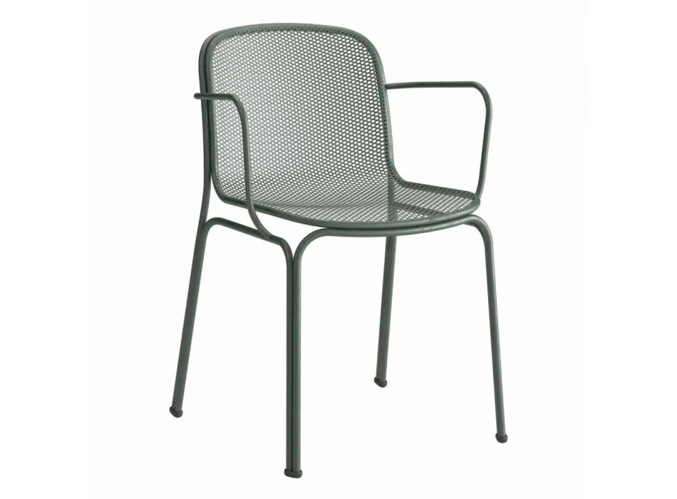 Chaise empilable d'extérieur en métal Made in Italy, 4 pièces - Verna Viadurini