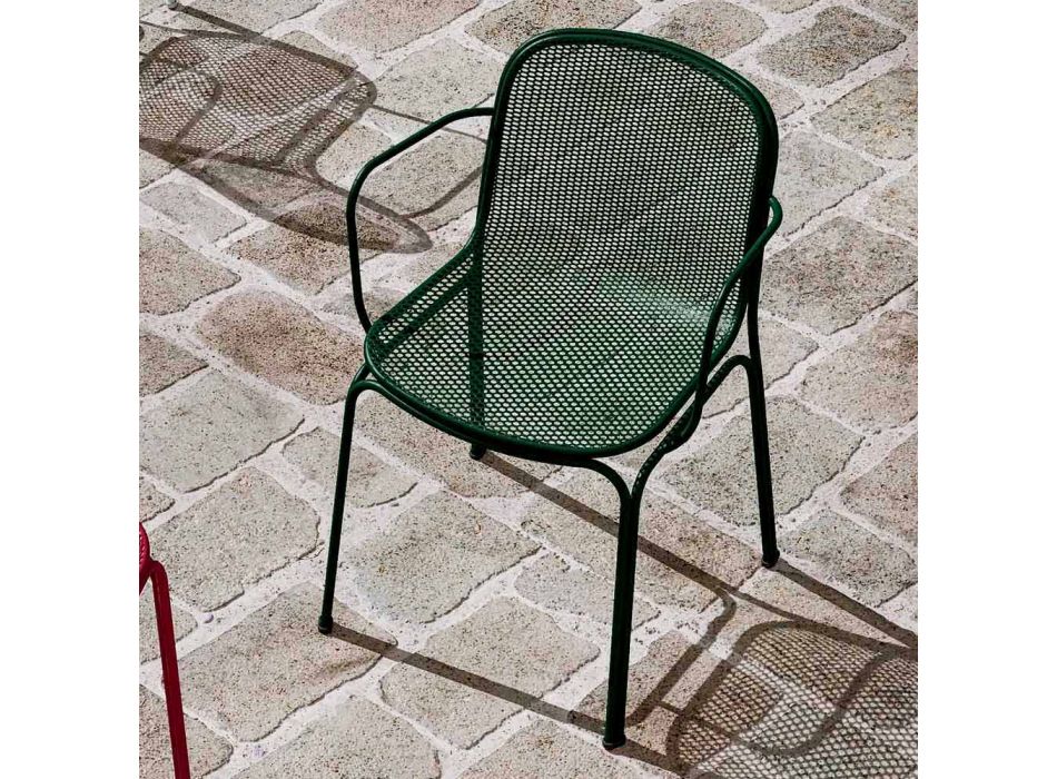 Chaise empilable d'extérieur en métal Made in Italy, 4 pièces - Verna Viadurini