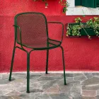 Chaise empilable d'extérieur en métal Made in Italy, 4 pièces - Verna Viadurini