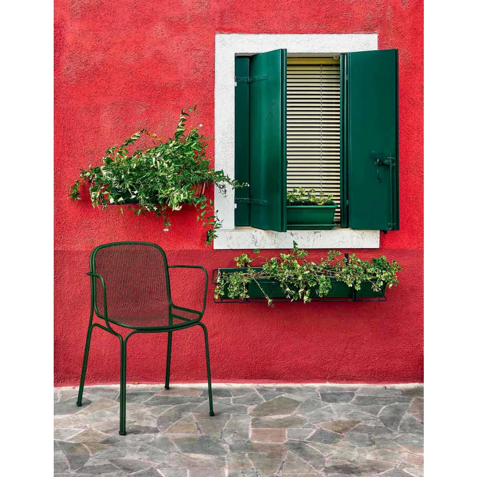 Chaise empilable d'extérieur en métal Made in Italy, 4 pièces - Verna Viadurini