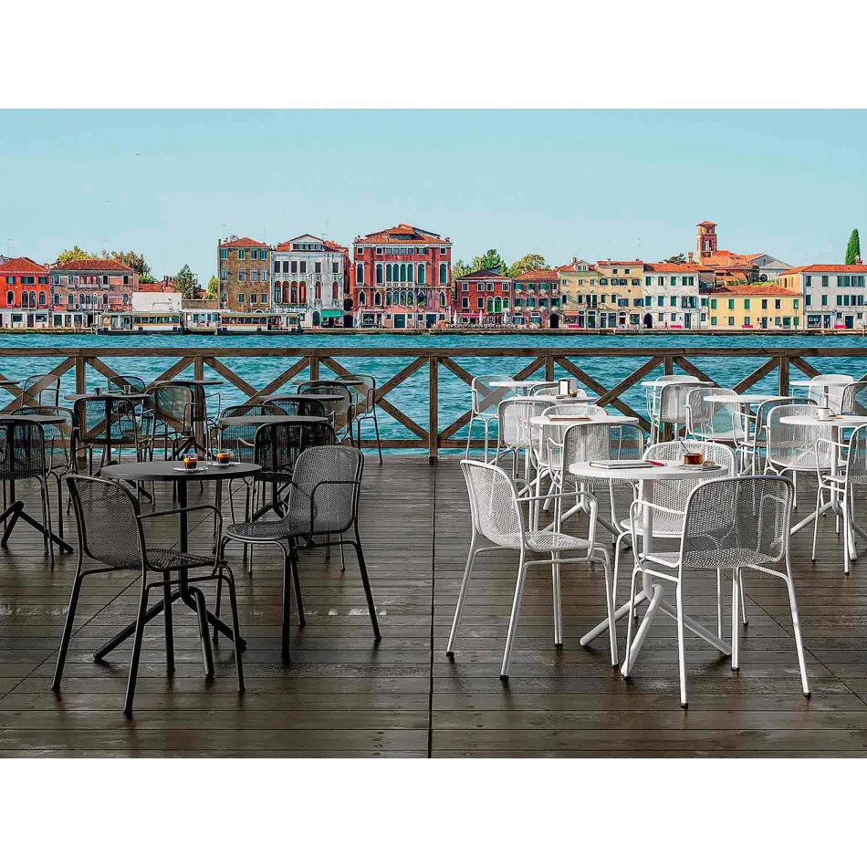 Chaise empilable d'extérieur en métal Made in Italy, 4 pièces - Verna Viadurini