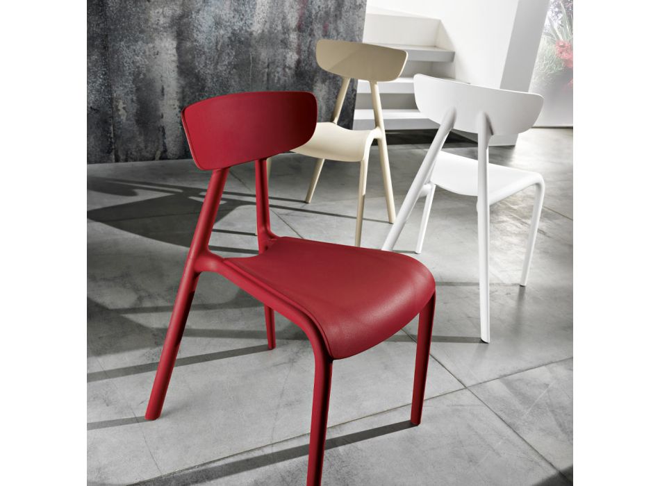 Chaise de salon empilable de conception moderne en polypropylène 4 pièces - Mulan Viadurini