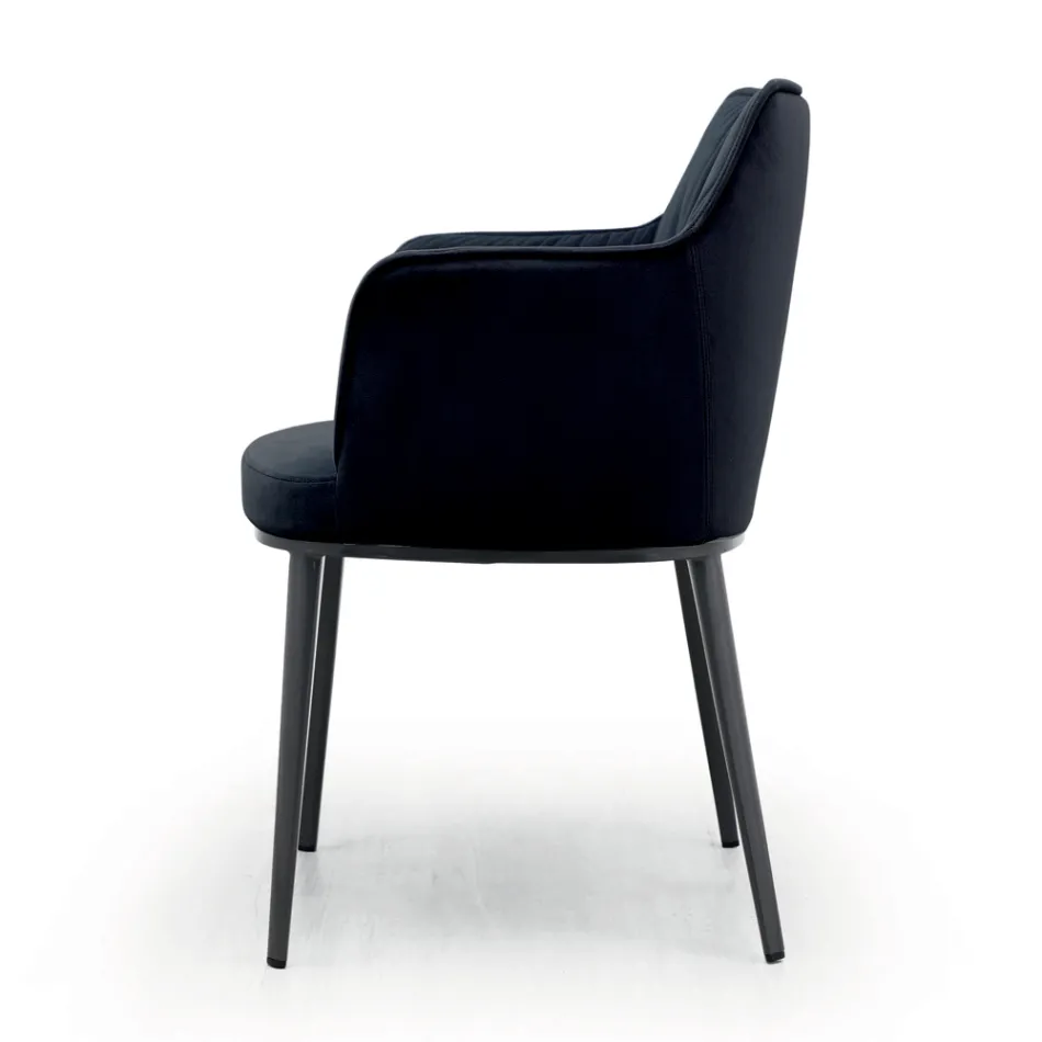 Chaise en acier avec assise recouverte de velours fabriquée en Italie - Arisa Viadurini