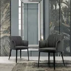 Chaise en acier avec assise recouverte de velours fabriquée en Italie - Arisa Viadurini