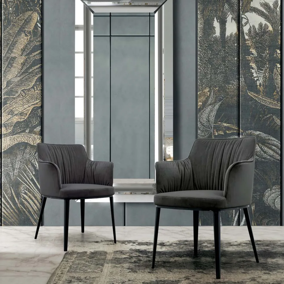 Chaise en acier avec assise recouverte de velours fabriquée en Italie - Arisa Viadurini