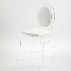 Chaise en Cristal Acrylique Transparent et Ecoleather Blanc ou Rouge - Derbena Viadurini