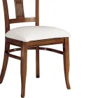 Chaise en Eco-Cuir Blanc et Bois de Cerisier Patiné Fabriquée en Italie - Dolomite Viadurini