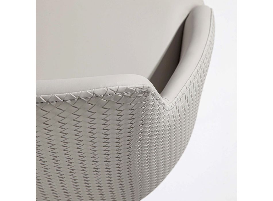 Chaise en similicuir avec dossier décoré et base en métal noir, 2 pièces - Nima Viadurini