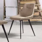 Chaise Ecoleather Effet Nabuk, Structure Métal - Ermes Viadurini