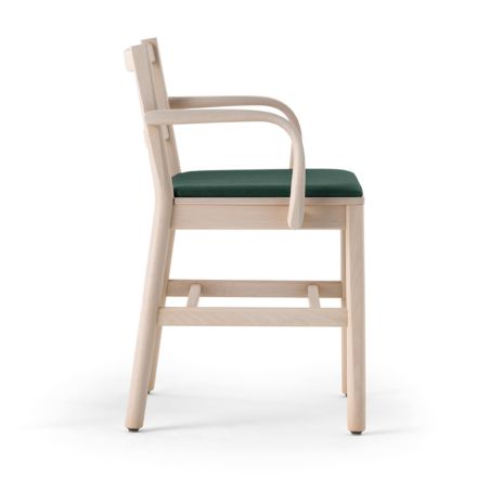 Chaise en hêtre massif avec accoudoirs et assise rembourrée fabriquée en Italie - Nora Viadurini