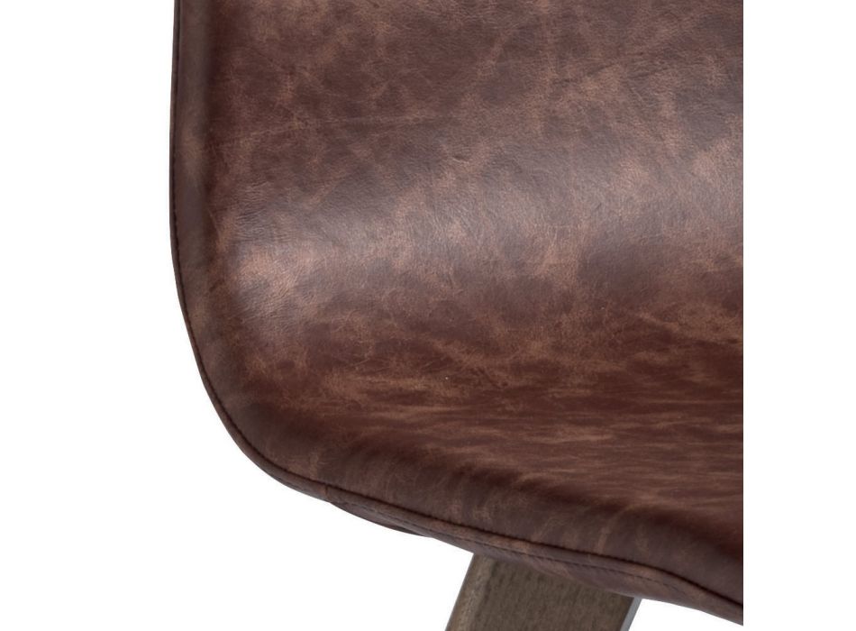 Chaise en hêtre monocoque et cuir régénéré Made in Italy - Jayden Viadurini