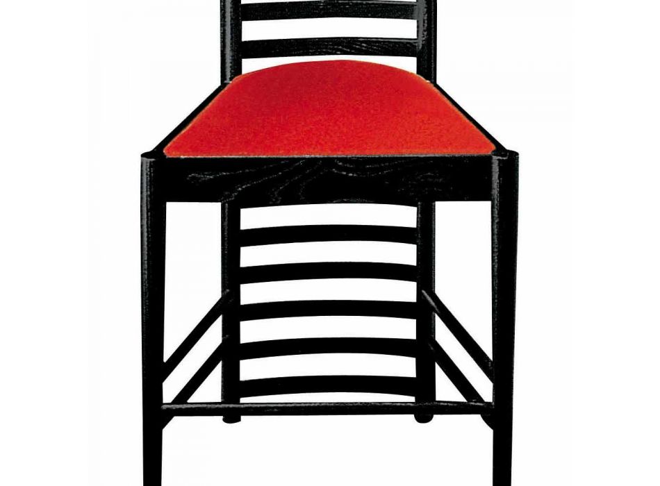 Chaise en Frêne Peint Noir avec Assise en Coton Fabriqué en Italie - Merapio Viadurini