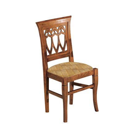 Chaise en bois de Bassano et tissu baroque doré fabriquée en Italie - Jaspe Viadurini