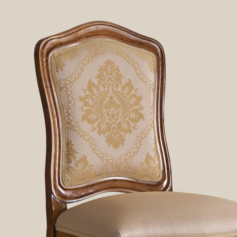 Chaise en bois classique avec tissu rembourré de luxe fabriquée en Italie - Majesty Viadurini
