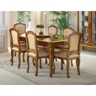 Chaise en bois classique avec tissu rembourré de luxe fabriquée en Italie - Majesty Viadurini