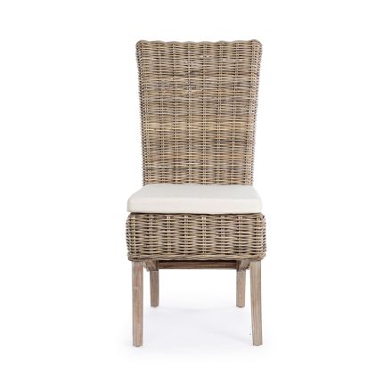 Chaise de jardin en bois avec coussin design pour extérieur - Taffi Viadurini