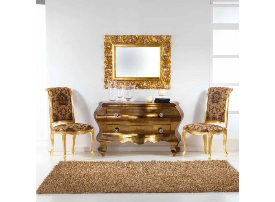 Chaise en bois avec un style classique avec des jambes de feuilles d'or Bellini Viadurini