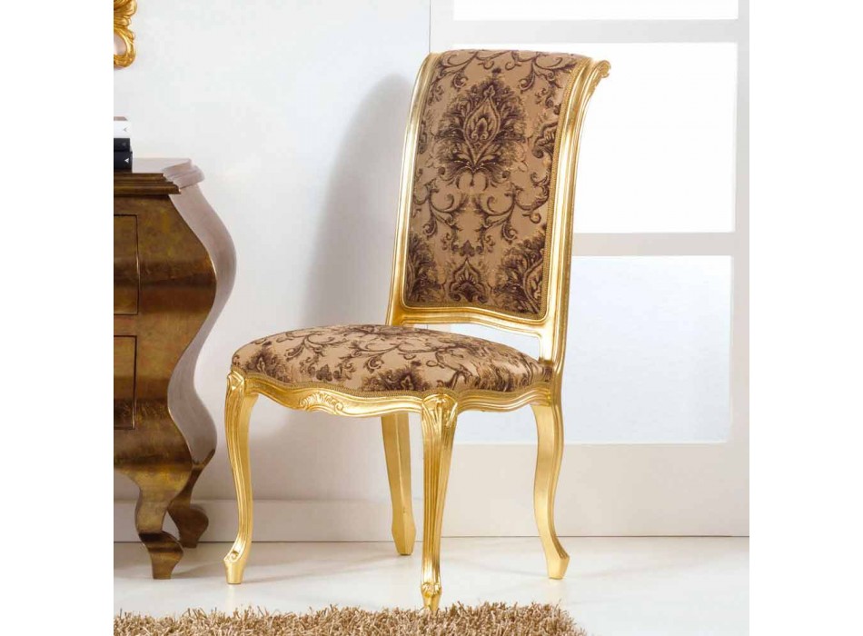 Chaise en bois avec un style classique avec des jambes de feuilles d'or Bellini Viadurini
