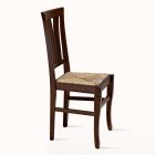 Chaise en bois de hêtre et assise en paille de design classique - Ornella Viadurini