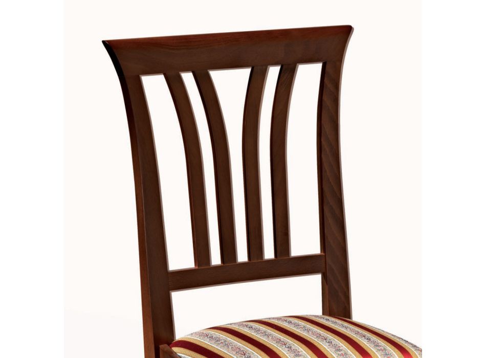 Chaise en bois de hêtre et assise en tissu au design classique - Ornella Viadurini