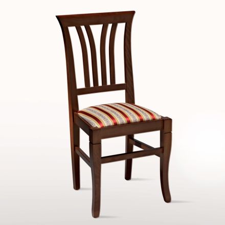 Chaise en bois de hêtre et assise en tissu au design classique - Ornella Viadurini