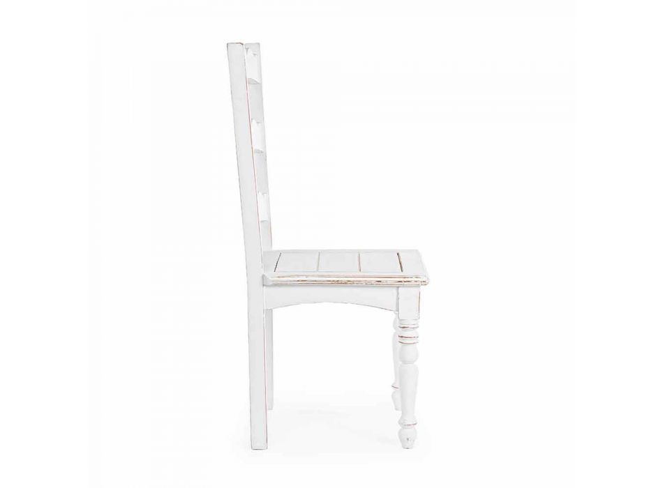 Chaise en manguier massif au design classique Homemotion - Blanche Viadurini