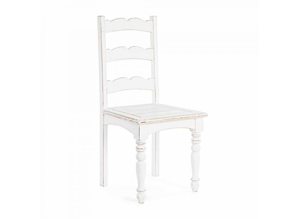 Chaise en manguier massif au design classique Homemotion - Blanche Viadurini