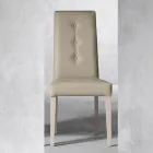 Chaise en bois et assise en éco-cuir avec boutons design italien - Mircea Viadurini