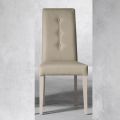 Chaise en bois et assise en éco-cuir avec boutons design italien - Mircea