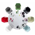 Chaise empilable en métal et polypropylène Made in Italy, 4 pièces - Caramel Viadurini