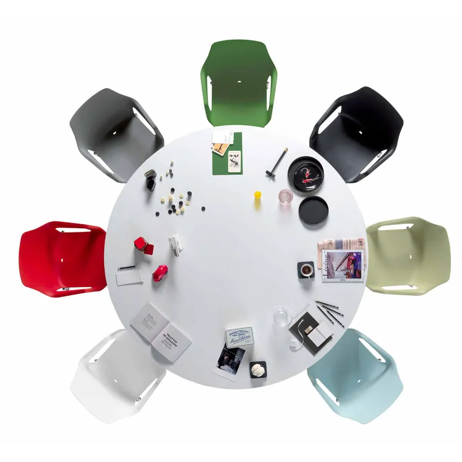 Chaise empilable en métal et polypropylène Made in Italy, 4 pièces - Caramel Viadurini