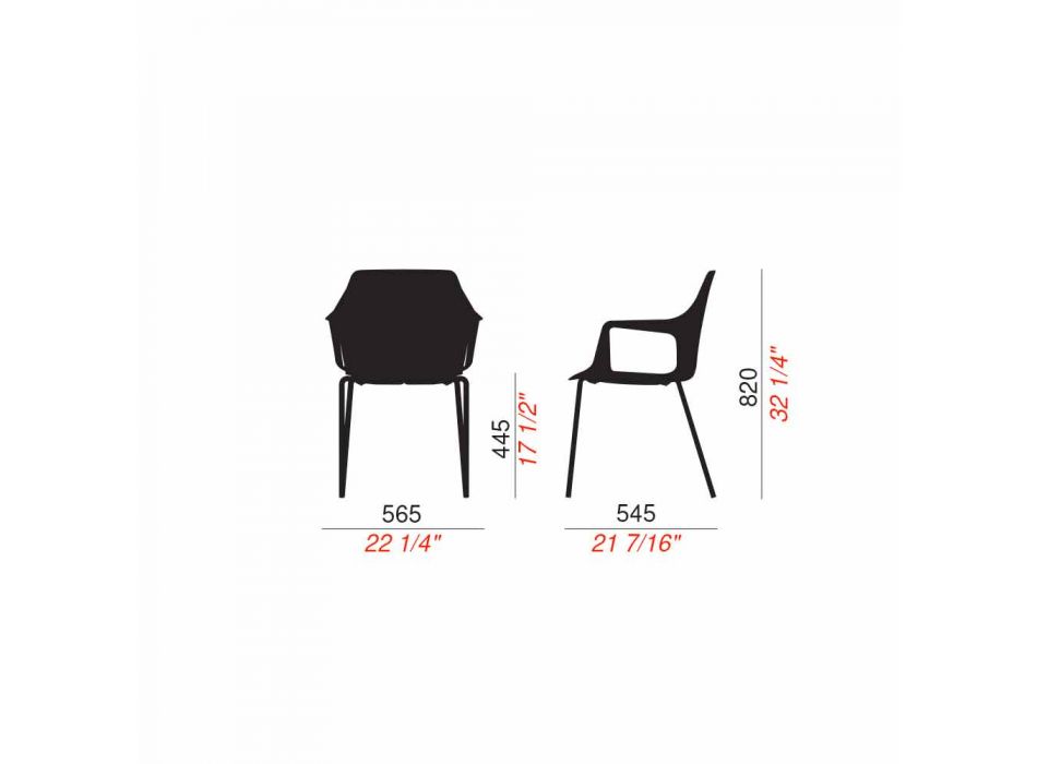 Chaise empilable en métal et polypropylène Made in Italy, 4 pièces - Caramel Viadurini