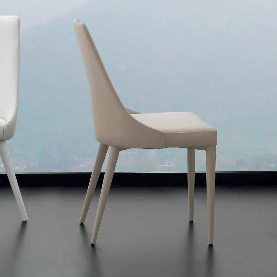 Chaise en métal entièrement recouverte d'éco-cuir Nepitella Viadurini