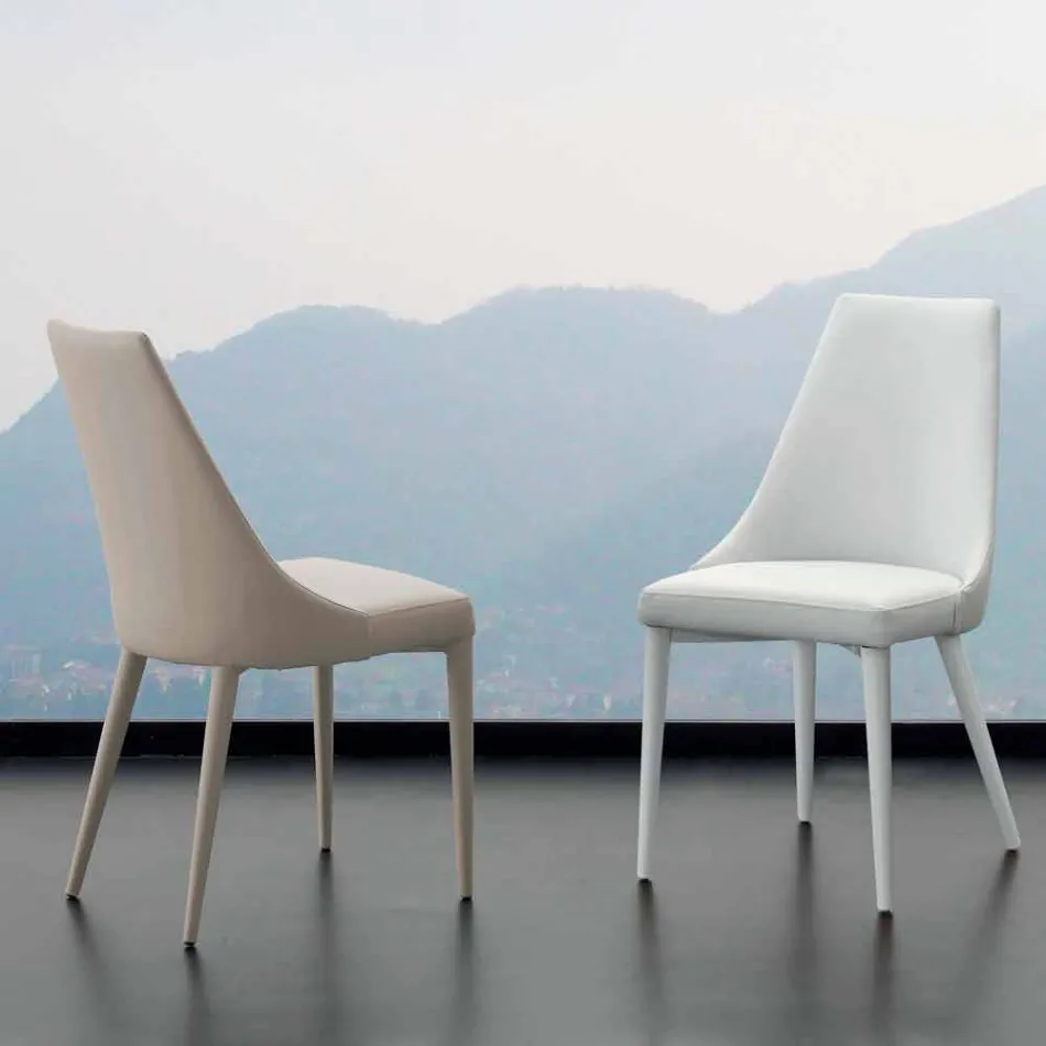 Chaise en métal entièrement recouverte d'éco-cuir Nepitella Viadurini