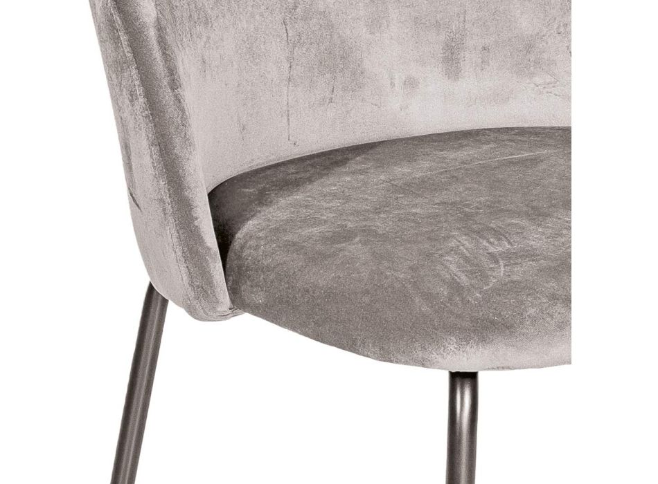 Chaise en métal noir et assise en velours gris Made in Italy - Meredith Viadurini