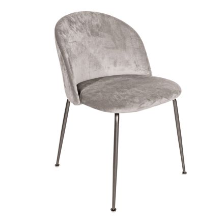 Chaise en métal noir et assise en velours gris Made in Italy - Meredith Viadurini