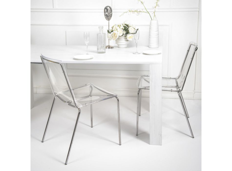 Chaise en plexiglas transparent et fer Made in Italy 2 pièces - Charlotte Viadurini