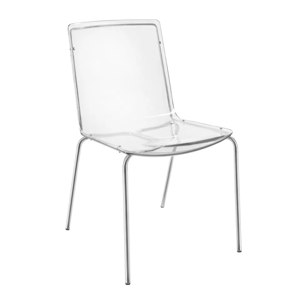 Chaise en plexiglas transparent et fer Made in Italy 2 pièces - Charlotte Viadurini