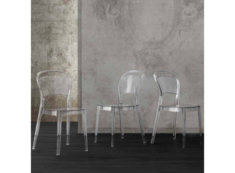 Chaise moderne en polycarbonate transparent produite en Italie Ferrara Viadurini